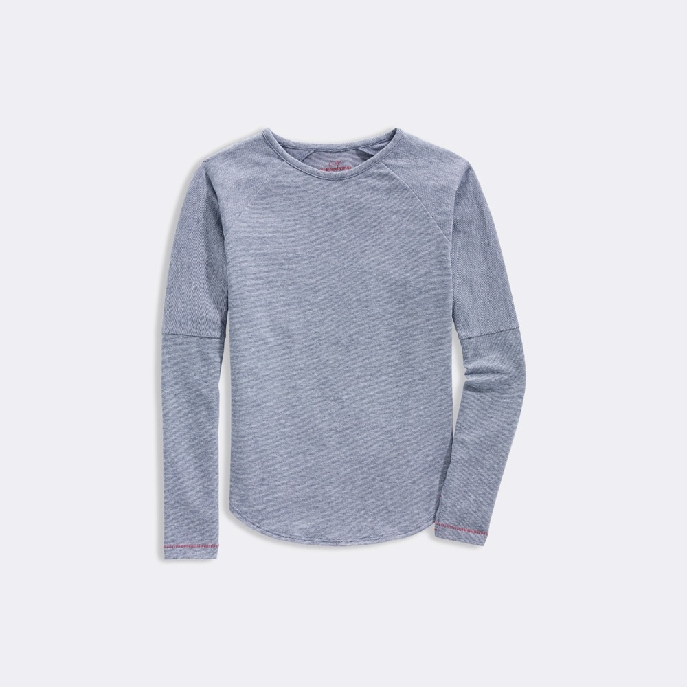 🐳 NWT vineyard vines raglan tee curved hem shep stripe blue size xl 16